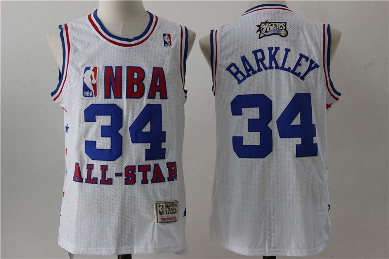 Men Phoenix Suns 34 Barkley White All Star NBA Jerseys